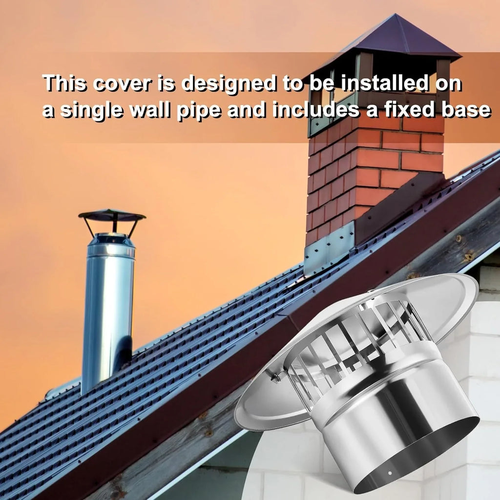 6 Inch Cone Top Chimney Cap Stainless Steel Cone Cap with Screen Chimney protector Outside Roof Silver Fireplace Screen wrap Exterior Stove Pipe Topper for Vent Flue Family Kitchen Cooking