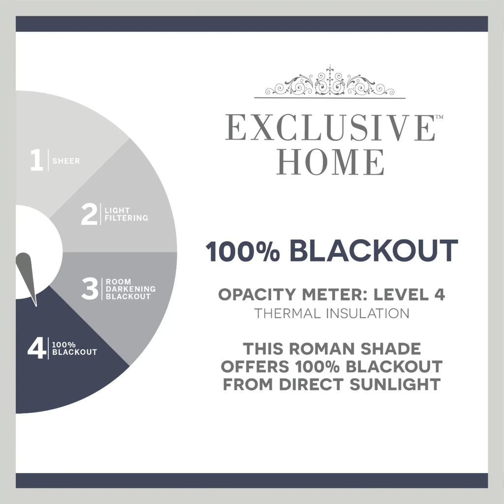 Exclusive Home Esme Total Blackout Roman Shade, 34"x64", Silver
