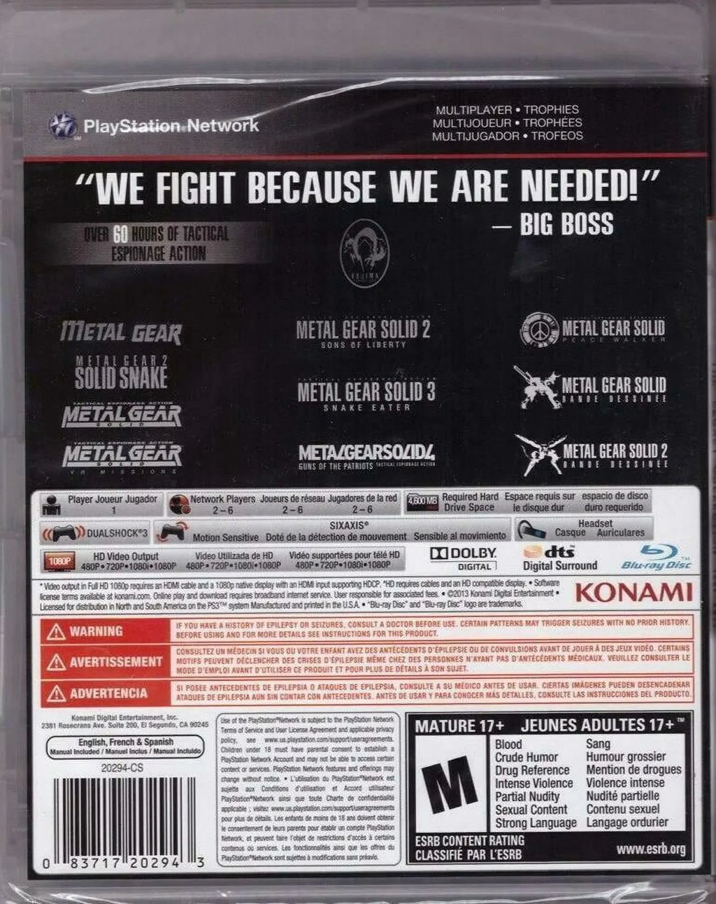 Metal Gear Solid The Legacy Collection -  Playstation 3 PS3 8 Games in One