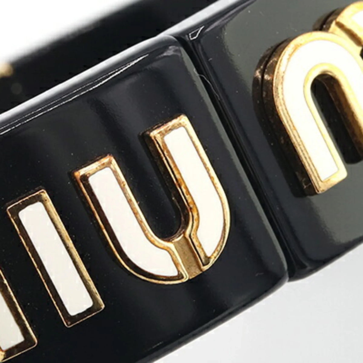 Pre-Owned Miu Miu Miu Bangle Bracelet 5IB448 Black White Plex Metal Women's MIUMIU (Good)