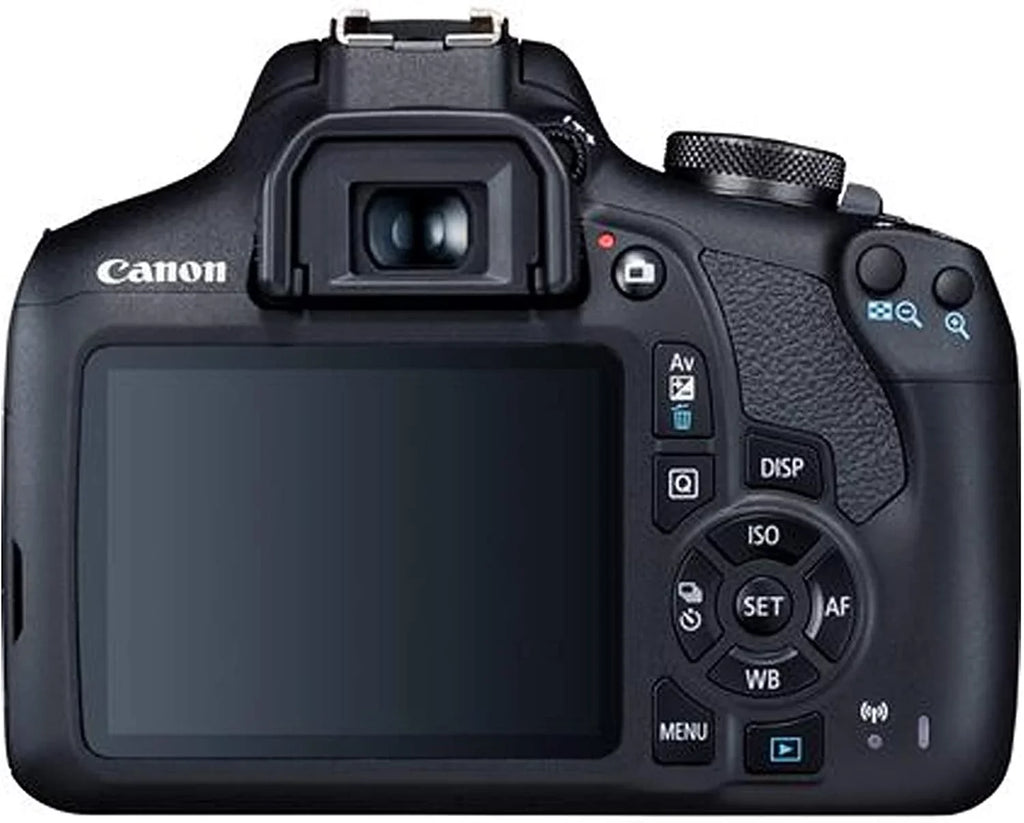 EOS 2000D DSLR Camera with 18-55mm f/3.5-5.6 Zoom Lens + 128GB Card, Tripod, Flash, and More 20pc Bundle