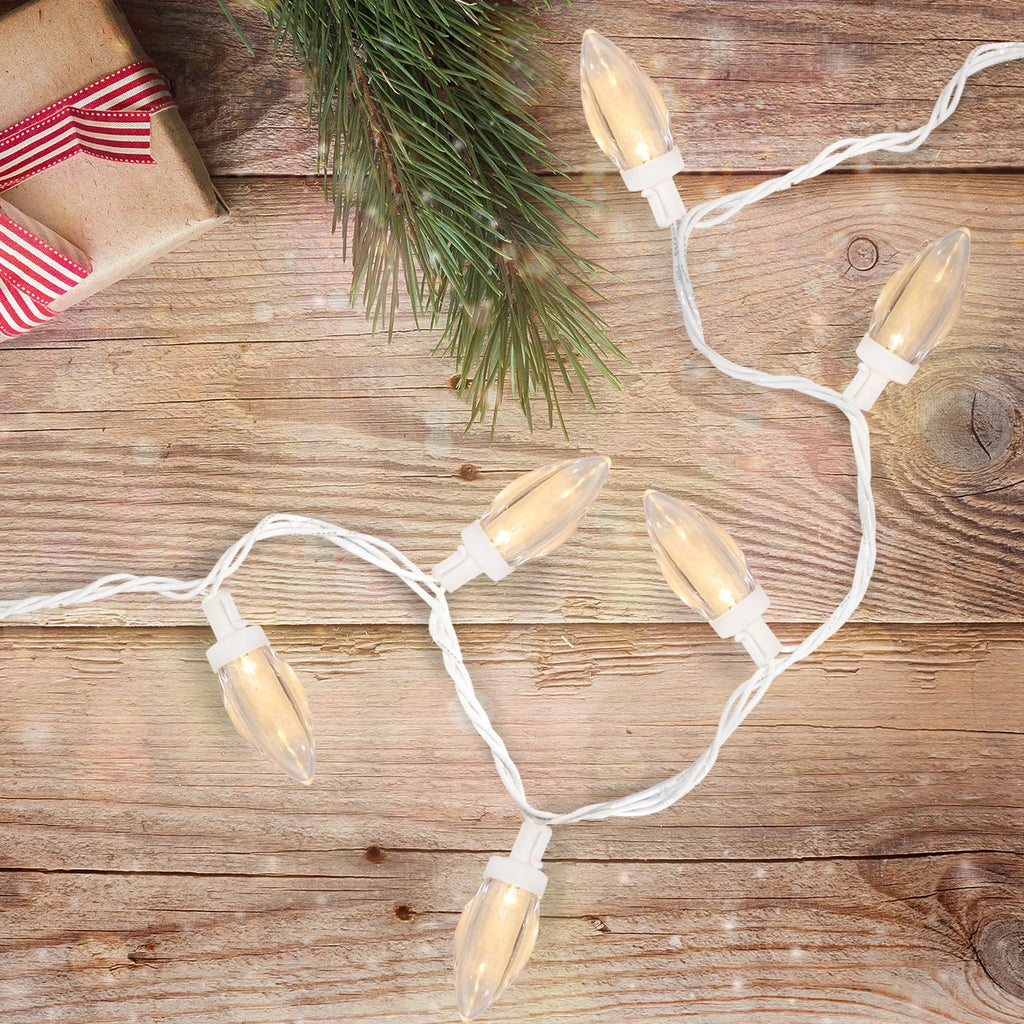 Northlight 100 Warm White LED C9 Commercial Length Christmas Lights - 41 ft White Wire