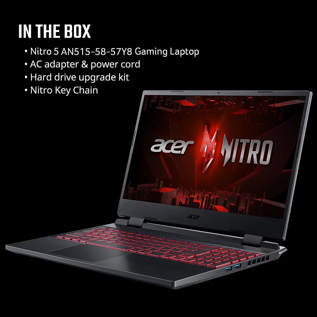 Nitro 5 AN515-58-57Y8 Gaming Laptop |  Core i5-12500H | NVIDIA GeForce RTX 3050 Ti Laptop GPU | 15.6" FHD 144Hz IPS Display | 16GB DDR4 | 512GB Gen 4 SSD | Killer Wi-Fi 6 | Backlit Keyboard