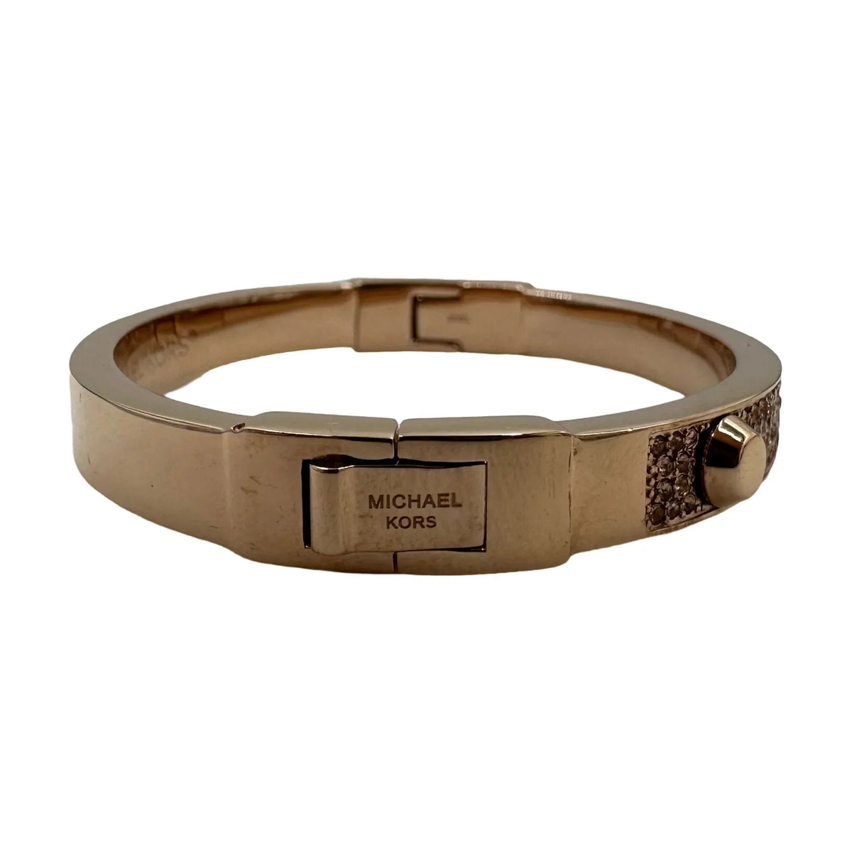 Michael Kors Gold-Tone Crystal Pave Astor Stud Bangle Bracelet -MKJX2747791
