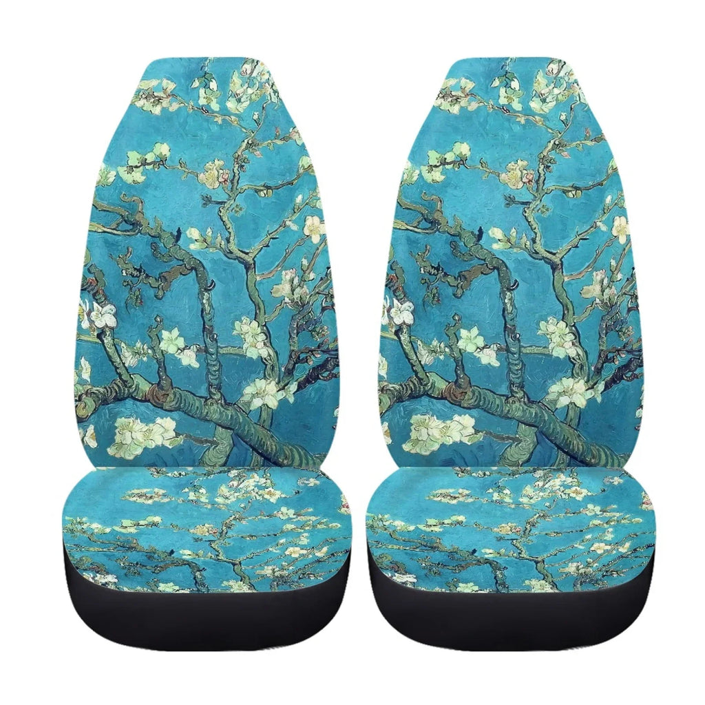 Xoenoiee Car Seat shield Plum Blossoms Print Polyester Vehicle Bucket Seat shield 2 Pack Set Front Seat Covers for Most Cars SUV Sedan Pickup Truck, Easy to Install
