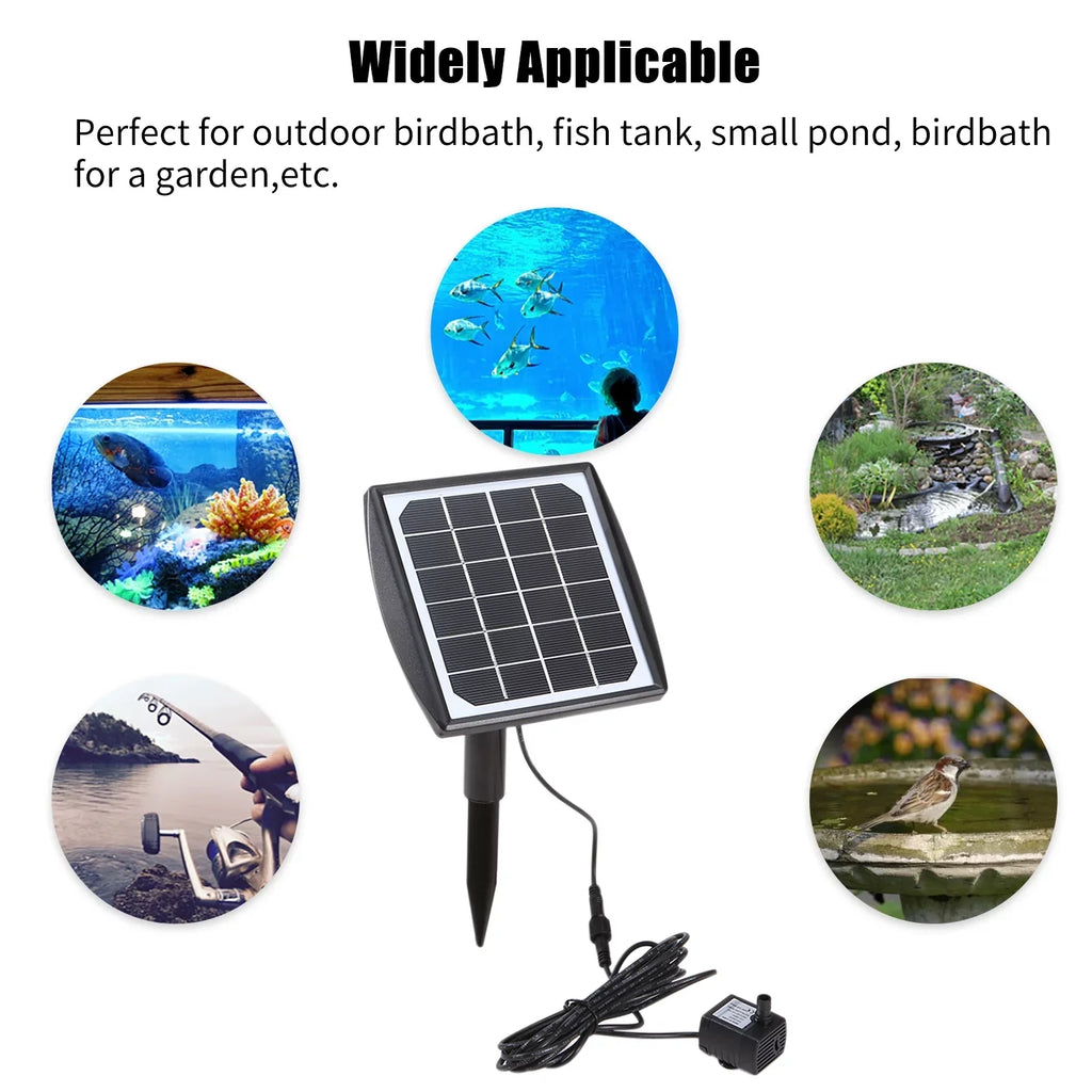 Lixada Solar Panel aqua Pump Fountain Pump Adjustable for DIY Birdbath Fish Tank Small Pond Patio Lawn Pool Garden