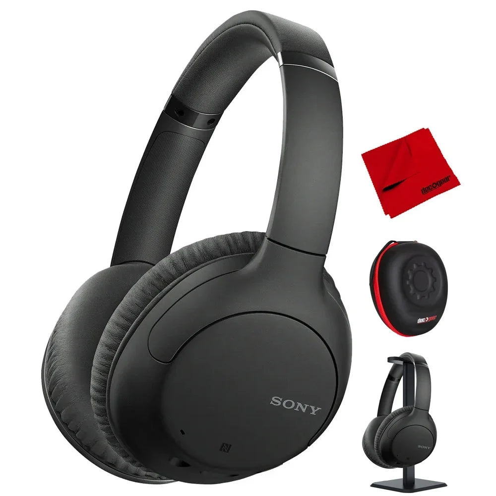 WH-CH710N Wireless Noise-Canceling Headphones Bundle with Deco Gear Headphone Case and Stand for the WHCH710N Model Headphones (Black)