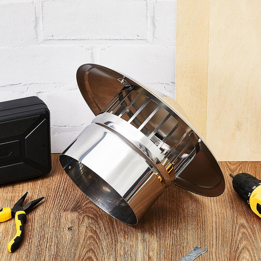 6 Inch Cone Top Chimney Cap Stainless Steel Cone Cap with Screen Chimney protector Outside Roof Silver Fireplace Screen wrap Exterior Stove Pipe Topper for Vent Flue Family Kitchen Cooking