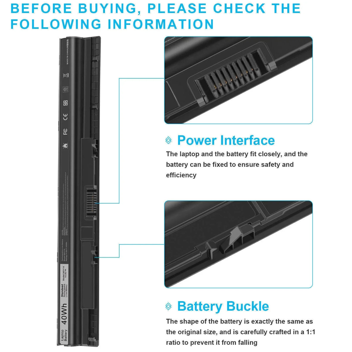 GXVJ3 HD4J0 K185W Battery for  Inspiron 14 15 17 5000 3000 Series 5559 5558 3551 2700mAh