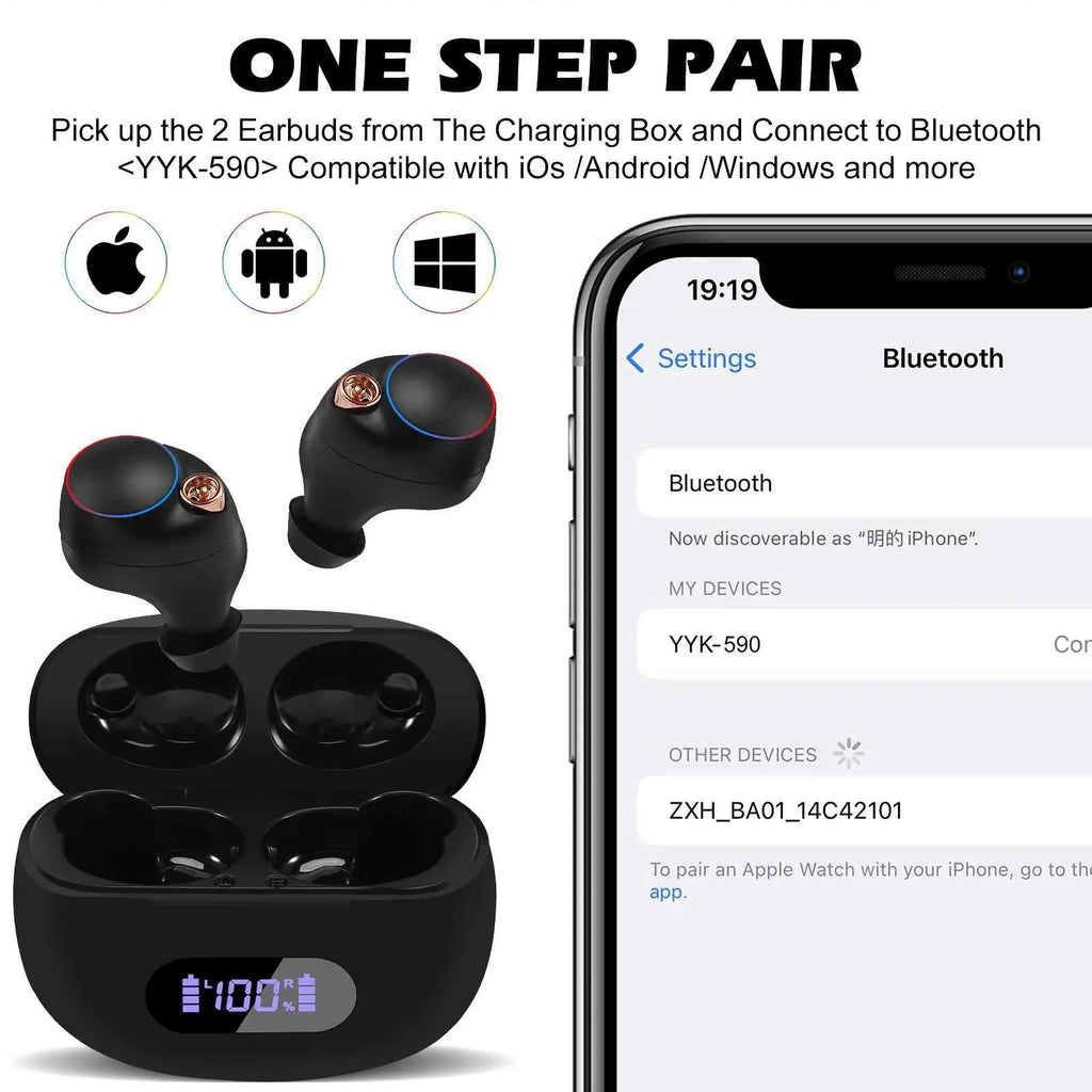UrbanX True Wireless Bluetooth Earbuds + Charging Case, Black, Dual Connect, IPX5 liquid Resistance, Bluetooth 5.2 Connection, Balanced, Bass Boost appropriate with  K5 Pro