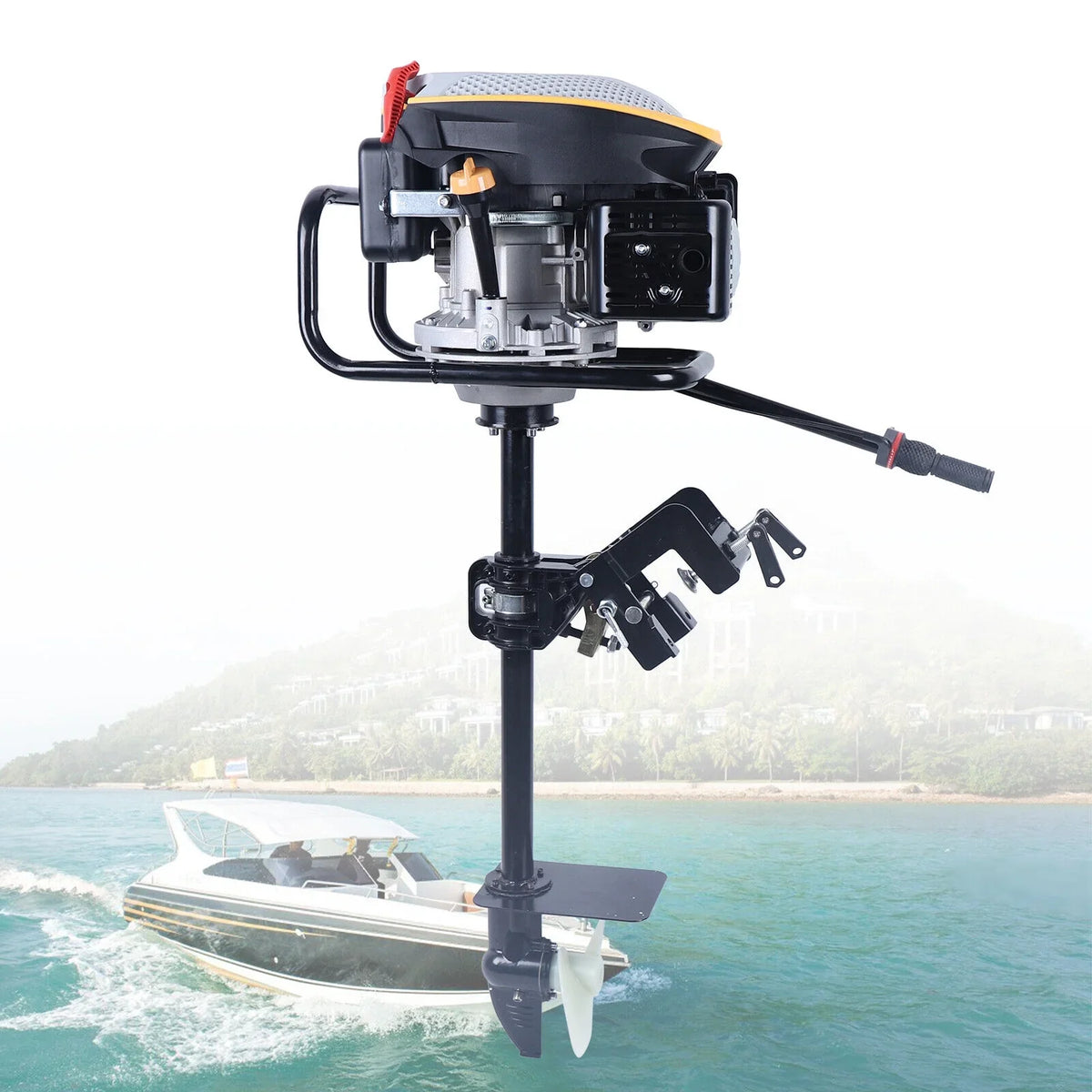 Miumaeov 4 Stroke 9  Outboard Motor 225 CC Fishing ship Engine Air Cooling Single Cylinder Heavy Duty craft Engine Marine Engine with TAS Ignition System 3600 r/min