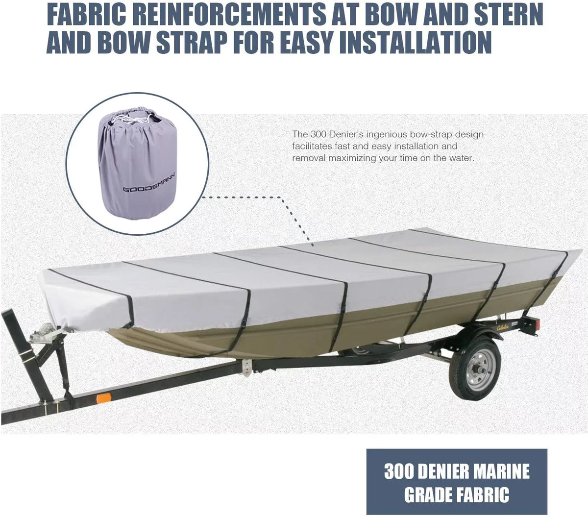 Goodsmann Jon craft Covers Silvery Gray moisture immune Trailerable 9921-0152-21( A, 12' L, 56"W )