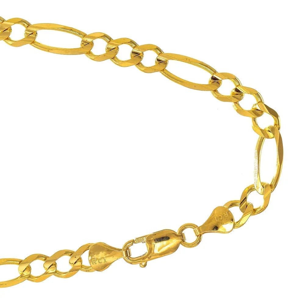 10k Solid Yellow Gold 6.65 mm Figaro Chain Bracelet Lobster Claw Clasp- 8.5 Inches, 9.6gr.